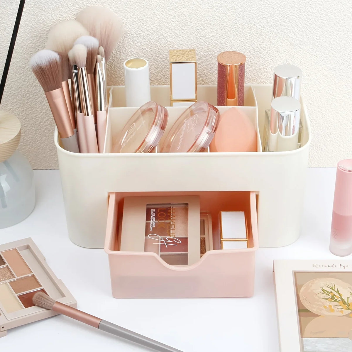 Makeup Organizer with Drawer & 6 Compartments | Cosmetic Storage