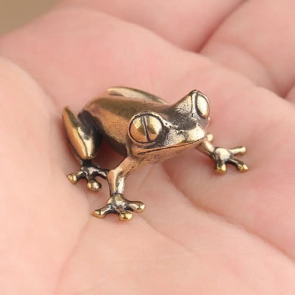 Solid Brass Frog Figurine | Desktop & Garden Ornament