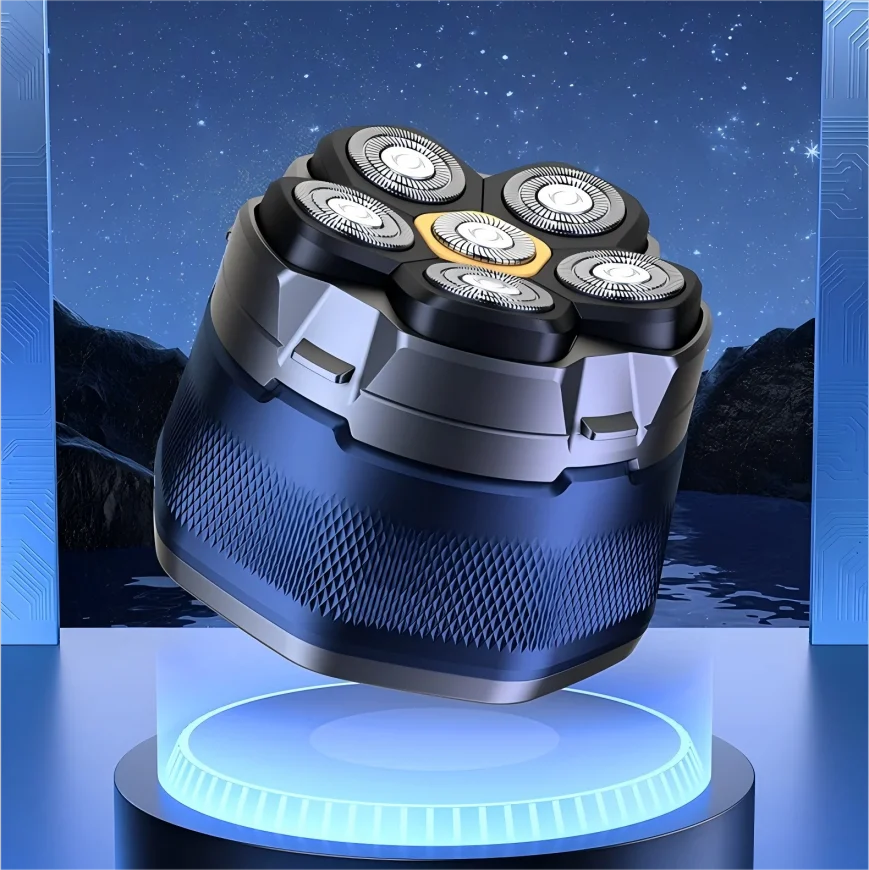 6D Magnetic Electric Head Shaver for Men – LED & Waterproof