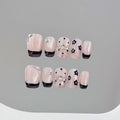 Handmade Pink French Floral Press On Nails | Short Round 10pcs