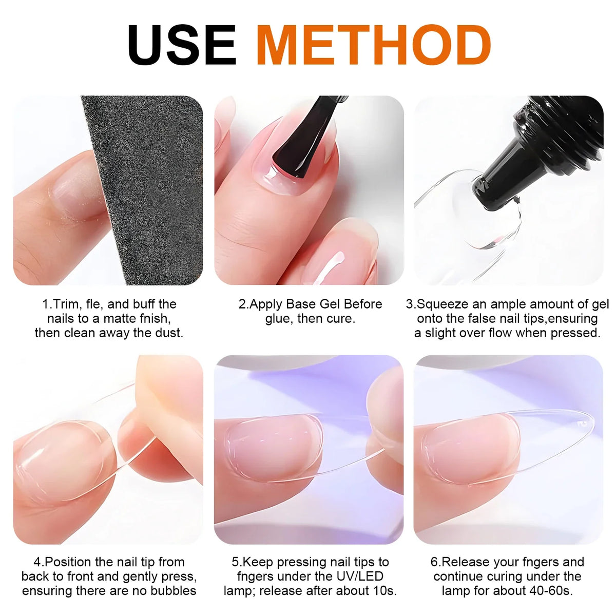 Solid Nail Glue Tips Gel Press Nails Acrylic Manicure Extension False