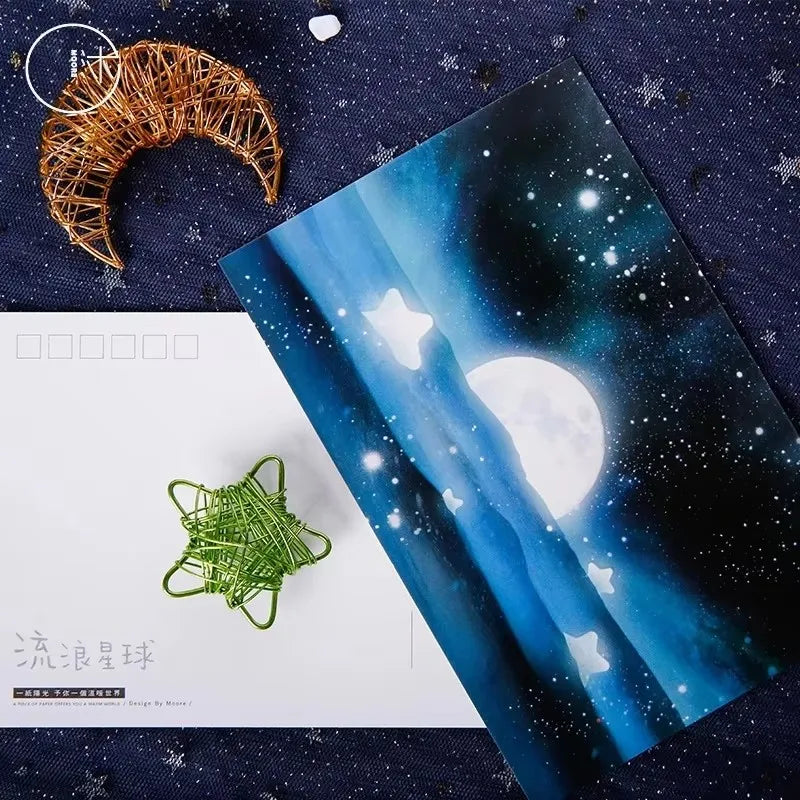 Wandering Planet Series Postcards Starry Night Luminous Greeting