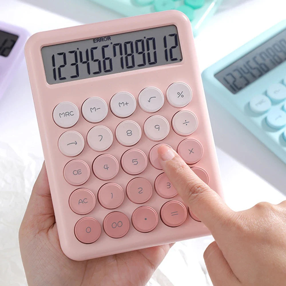 12-Digit Desktop Calculator | Big Round Buttons & Gradient Color