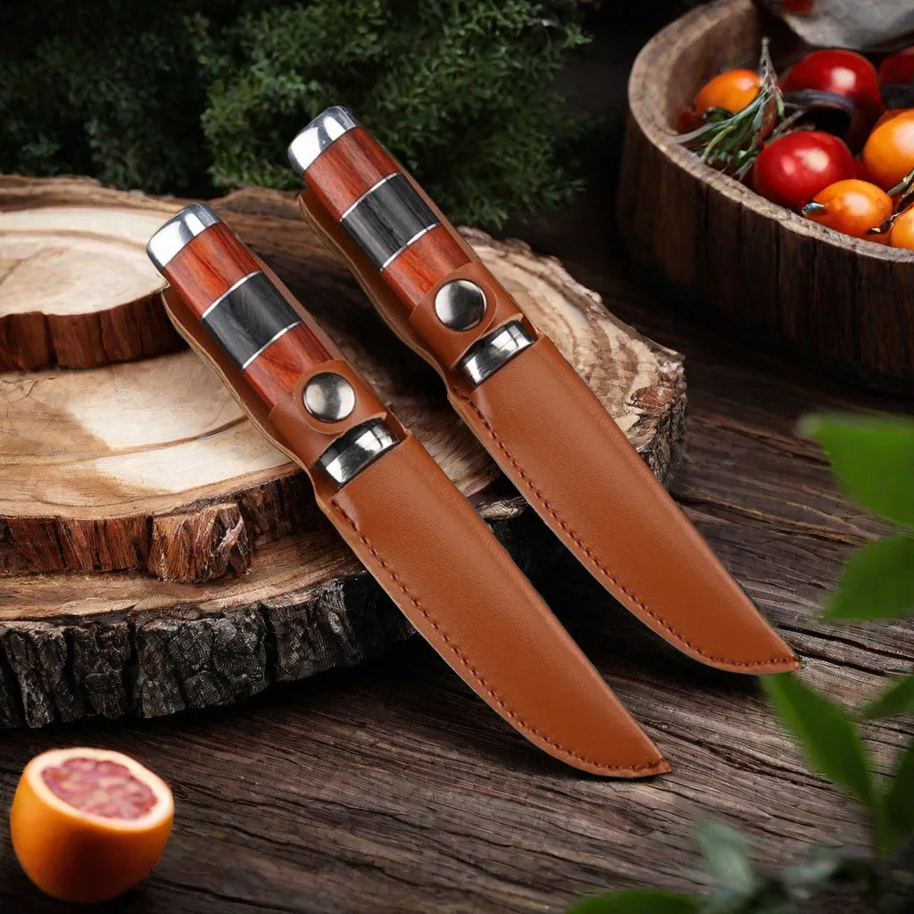 Stainless Steel Paring Knife – Wood Handle Fruit & Meat Knife