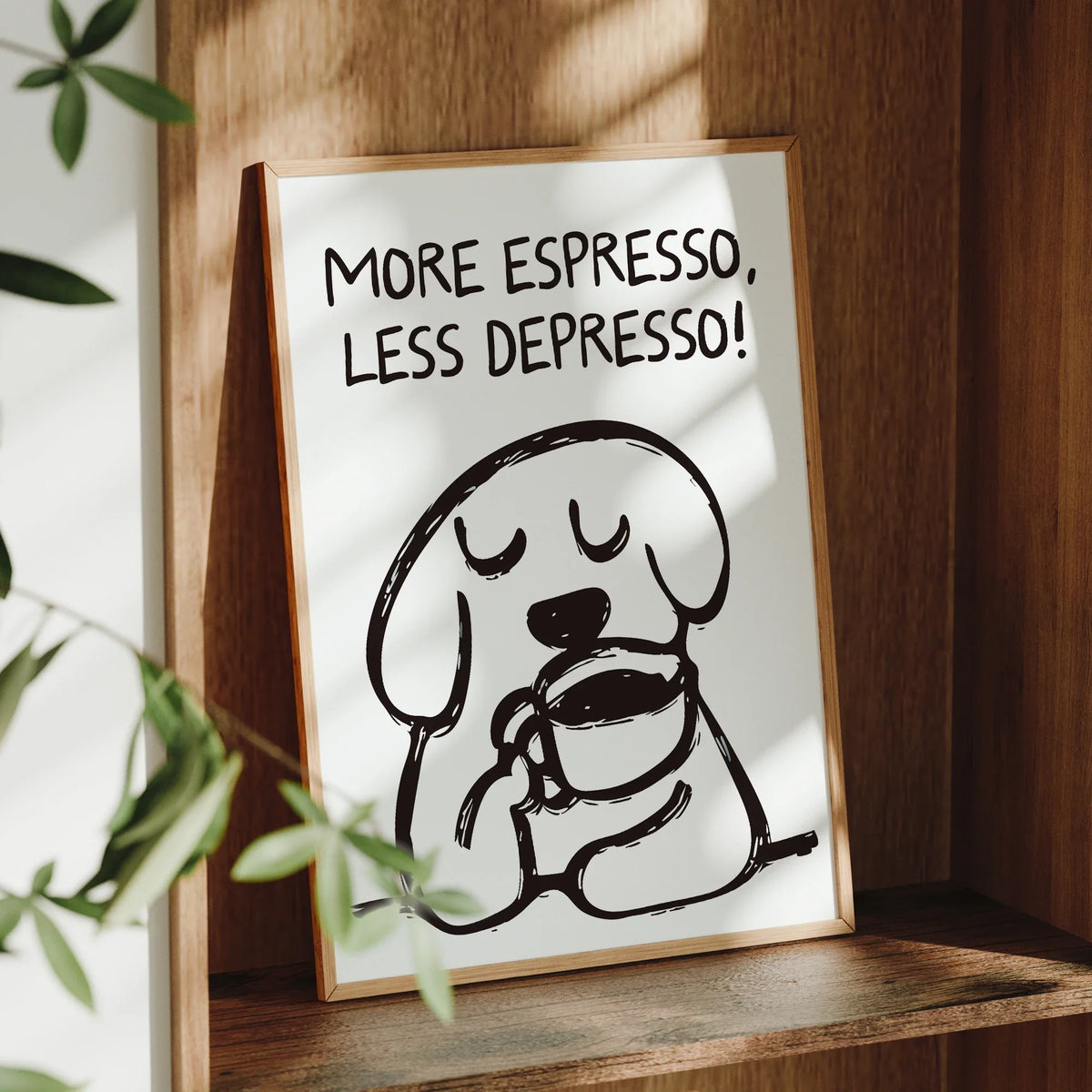 "More Espresso Less Depresso" Retro Coffee Canvas Wall Art