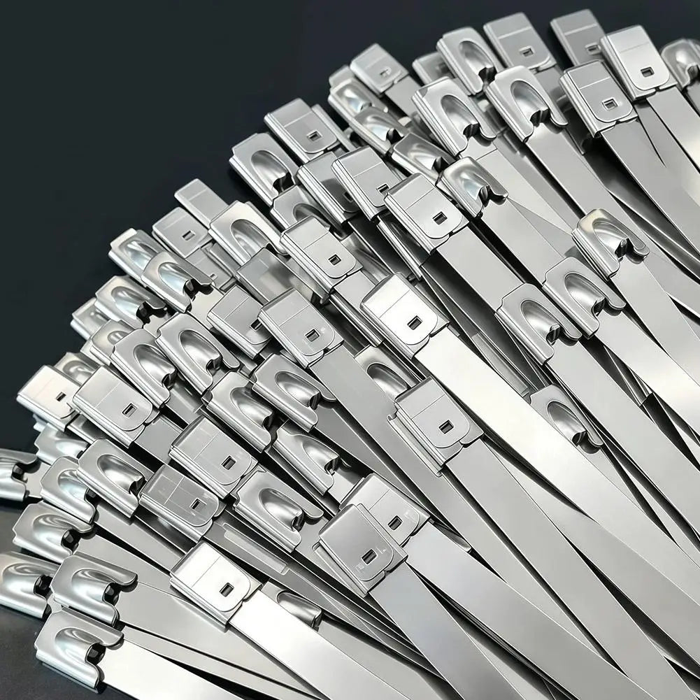 100-Pack Stainless Steel Cable Ties | Self-Locking Metal Zip Ties