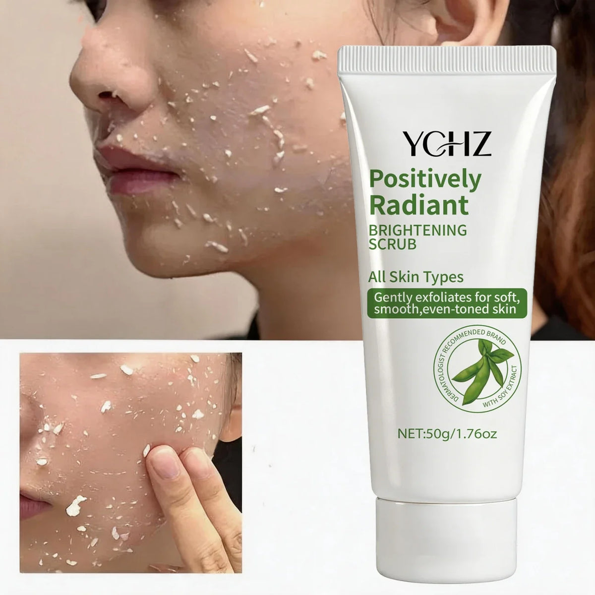 Radiant Skin Cleansing Scrub Gel – Soybean Extract, Oil-Free
