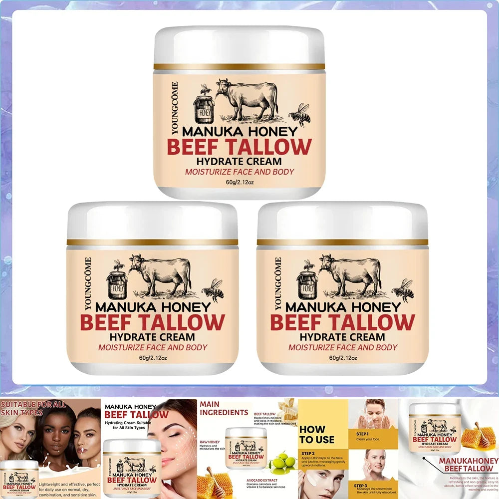 YOUNGCOME Beef Tallow Honey Balm – Face & Body Moisturizer