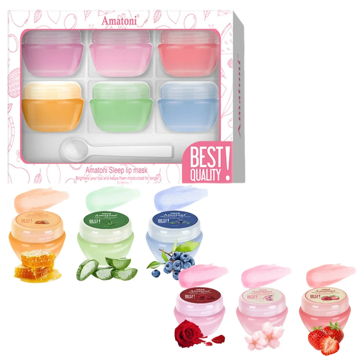GUDU Sleeping Lip Mask Gift Set – 6×10g Moisturizing Lip Balm