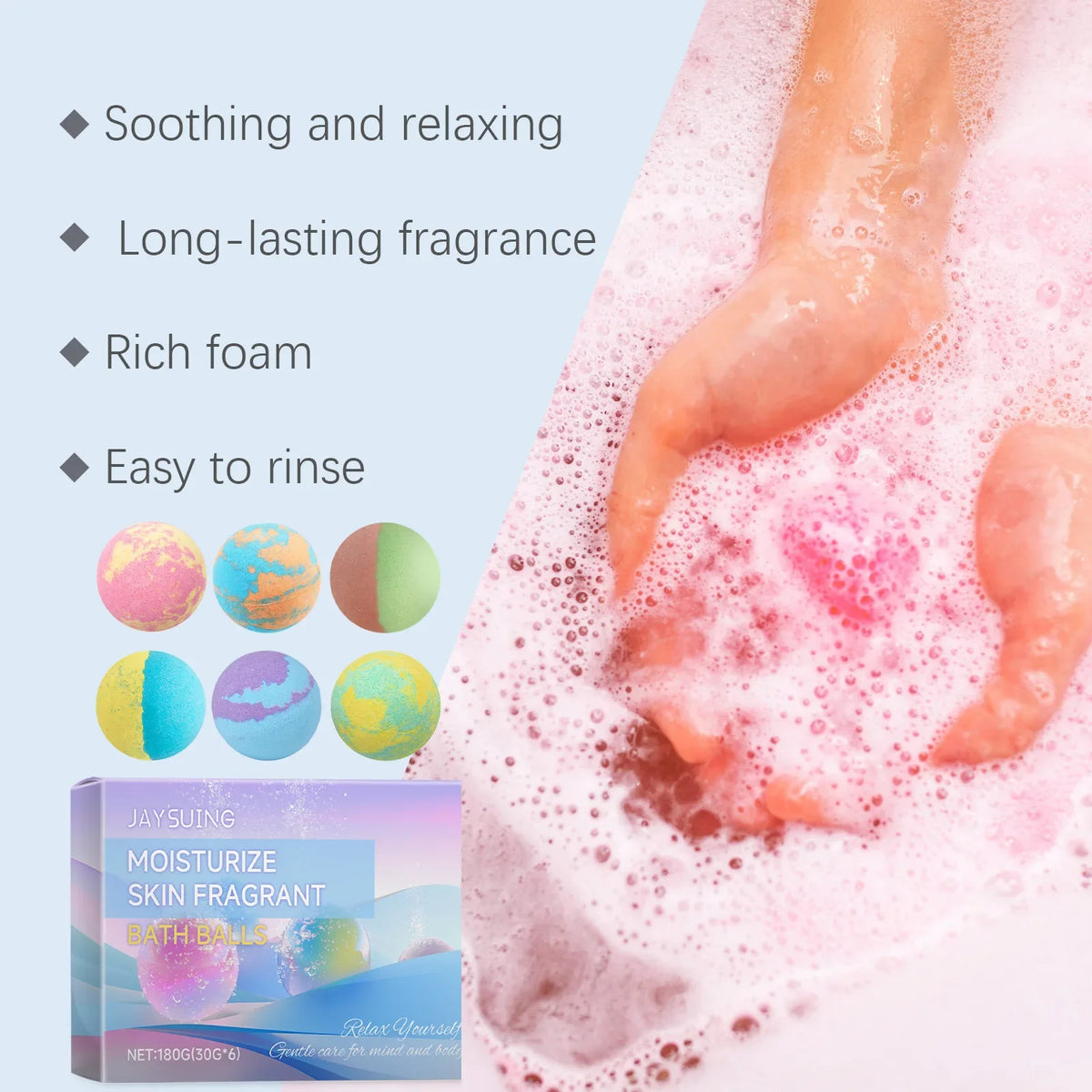 Aromatherapy Bath Bombs 6-Pack – Moisturizing & Relaxing