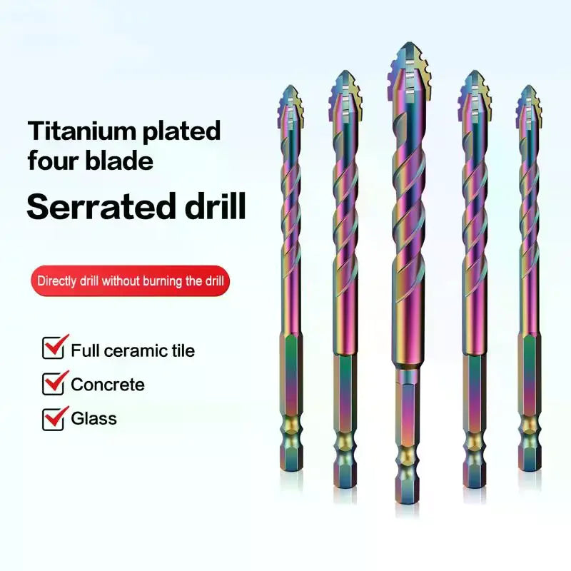 6–12mm Serrated Drill Bit Set – Glass, Tile, Concrete & Metal