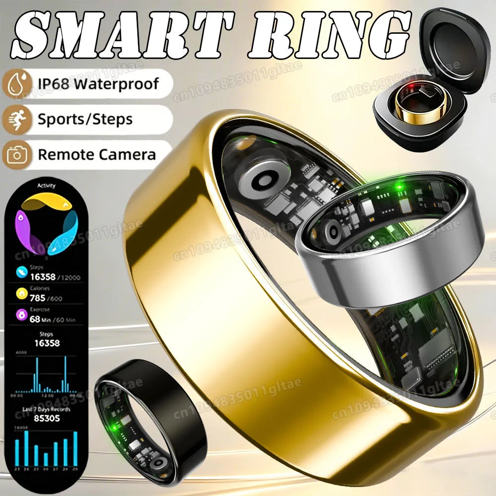 Smart Ring Men Women Bluetooth Monitor Blood Heartrate Oxygen