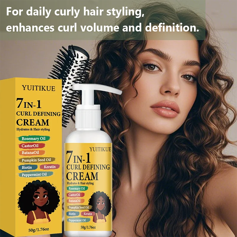YUITIKUE 7-in-1 Curl Defining Cream | Hydrating, Bouncy Curls