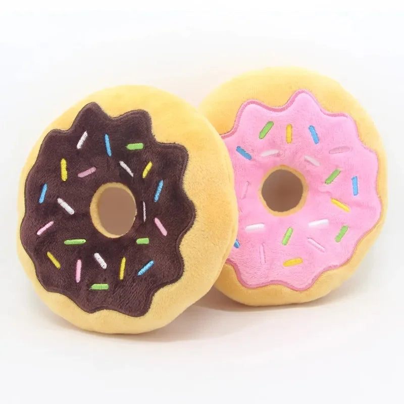 Donut Plush Squeaky Dog Toy – Interactive Chew & Bite Toy