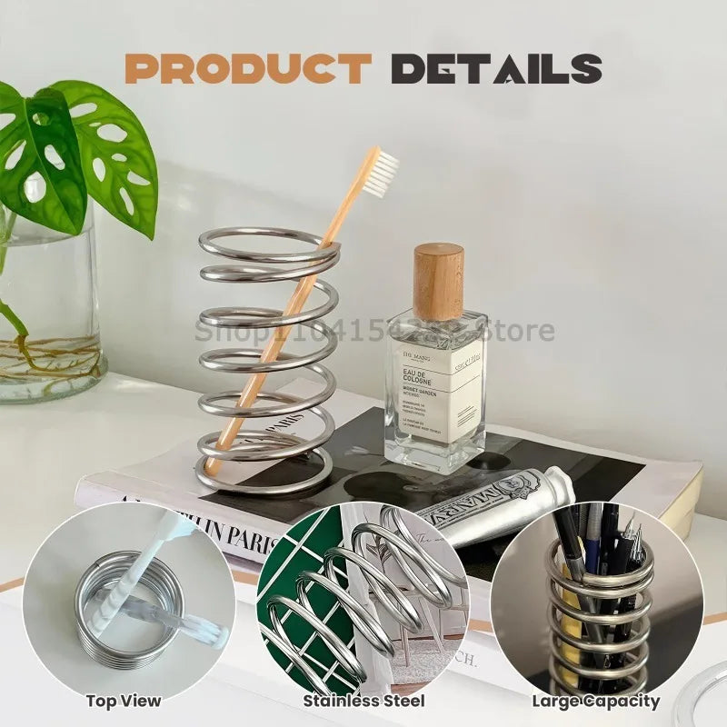 Stainless Steel Toothbrush & Brush Holder Bathroom Organizer
