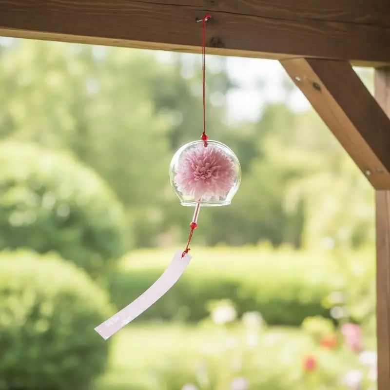 Japanese Glass Wind Chime with Artificial Flower | Home Decor