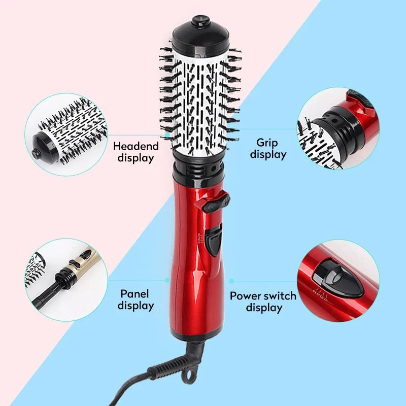 2-in-1 Rotating Hot Air Brush – Straightener & Curler Comb