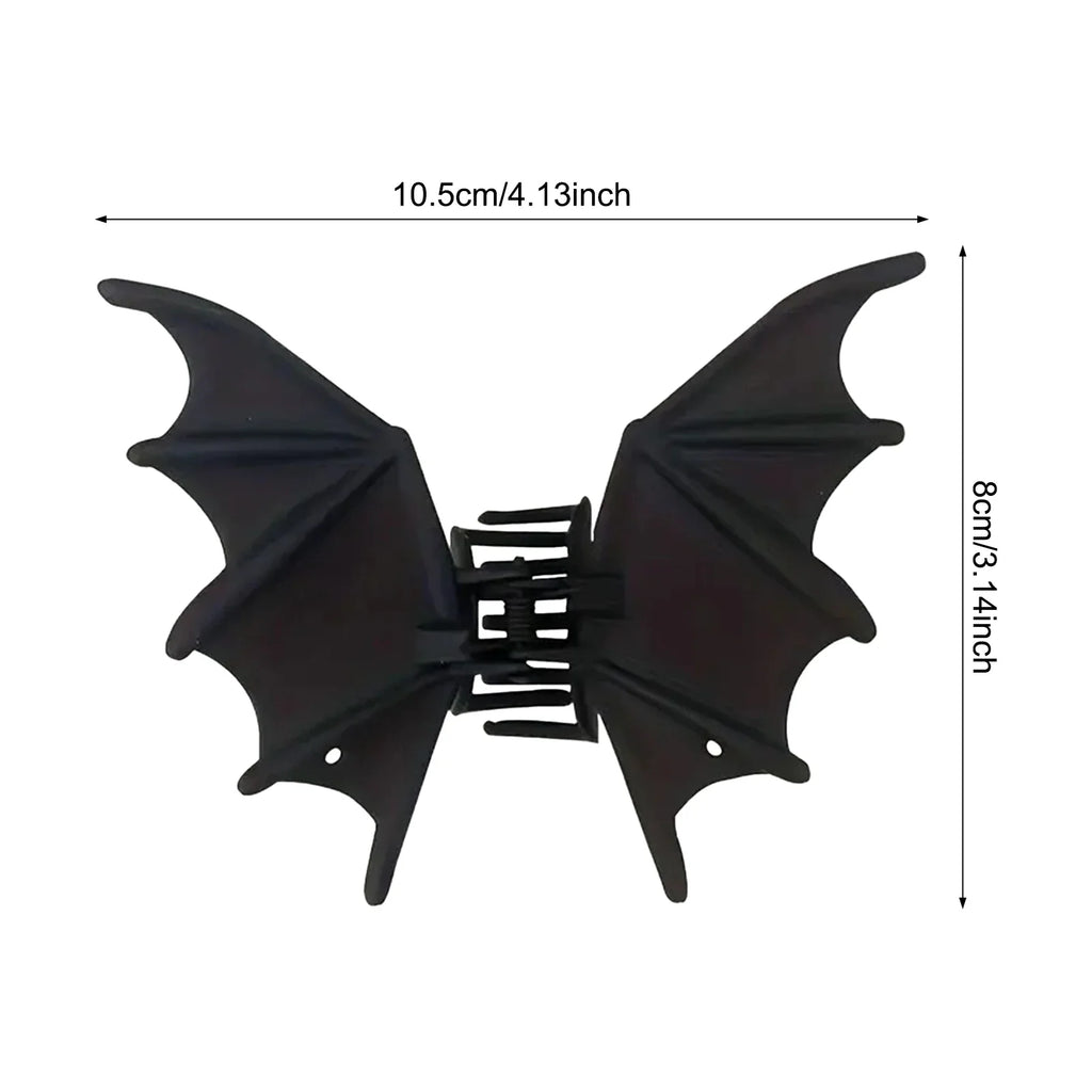 Punk Black Bat Shaped Hair Claw Clip Novelty Animal Shark Halloween
