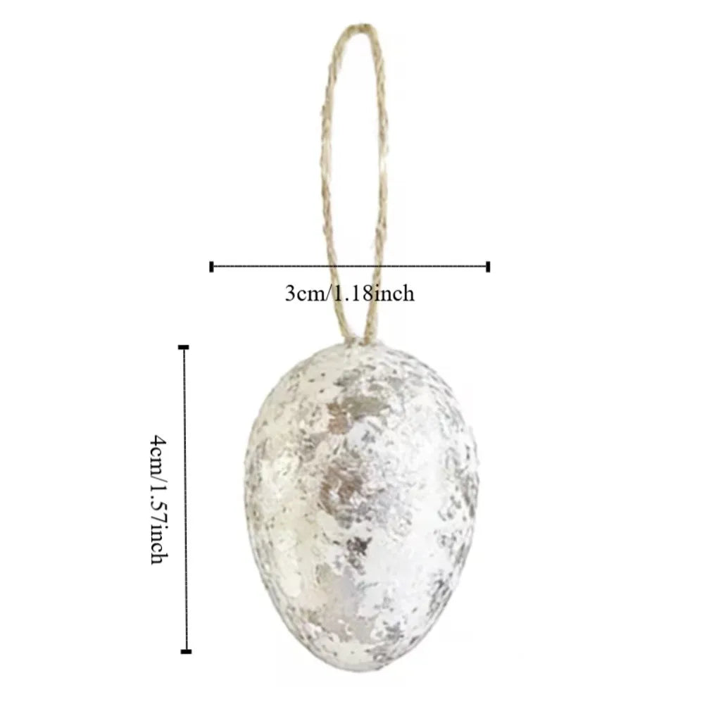 24-Piece Easter Foil Egg Hanging Pendants – Gold & Silver