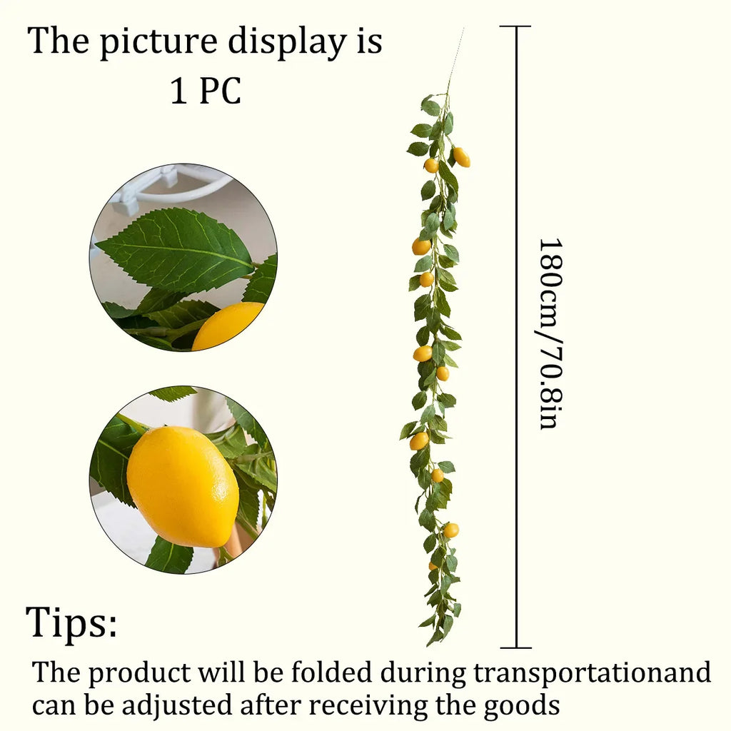 Artificial Lemon Garland Wreath | Faux Lemon Home Decor