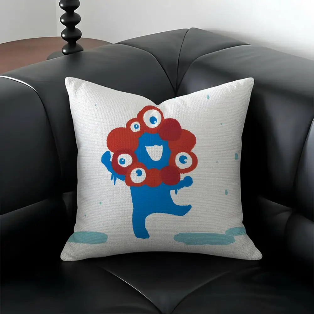 Myaku-Myaku Cartoon Linen Cushion Cover – Sofa & Bedroom Decor