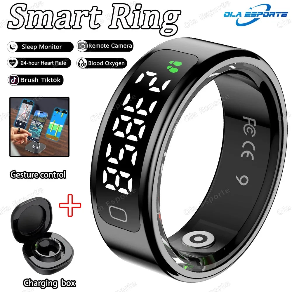 R11 Smart Ring Display Screen Touch Zikr Tasbih Counter Charging Box