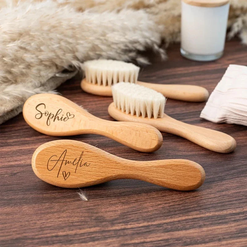 Personalized Engraved Wooden Baby Hairbrush | Keepsake Gift