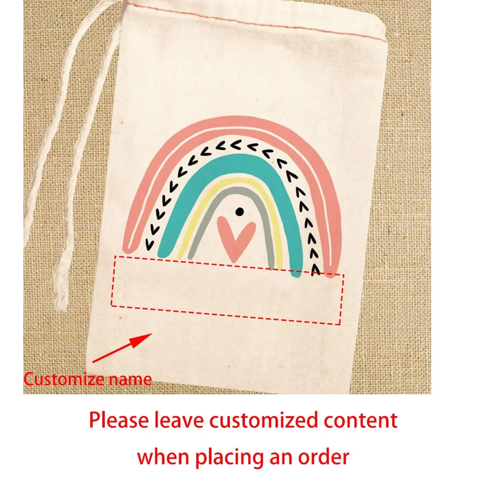 Personalized Boho Rainbow Party Favor Bags | Kids Gift Bags