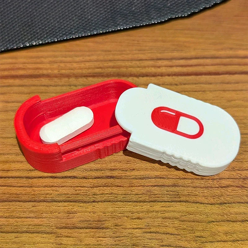 Mini Sliding Pill Box Keychain – Multi-Compartment Travel Case