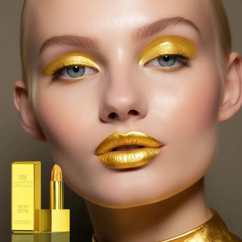 ibcccndc Shimmer Gold Metallic Glitter Lipstick – 7 Shades