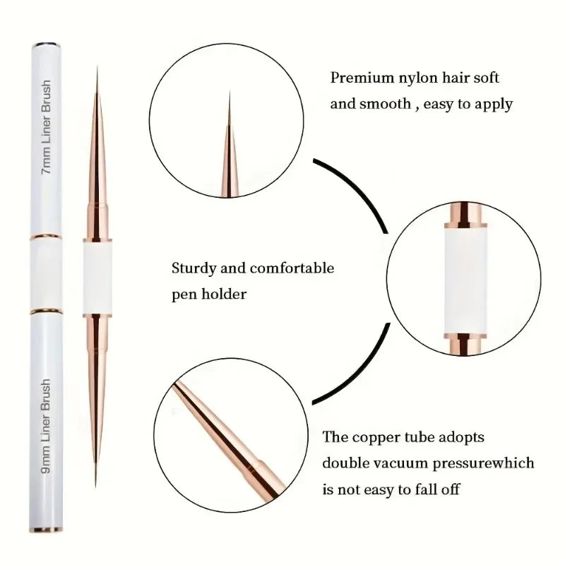 5-Piece Double-Ended Nail Art Brush Set | Liner & Detail Pens