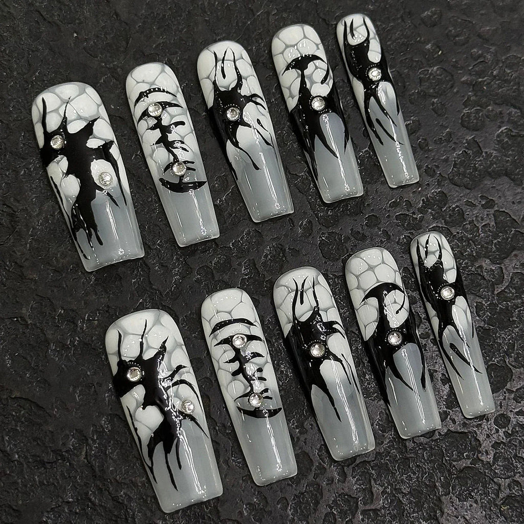 Black Coffin Press-On Nails | Long Ballet Fake Nails Set