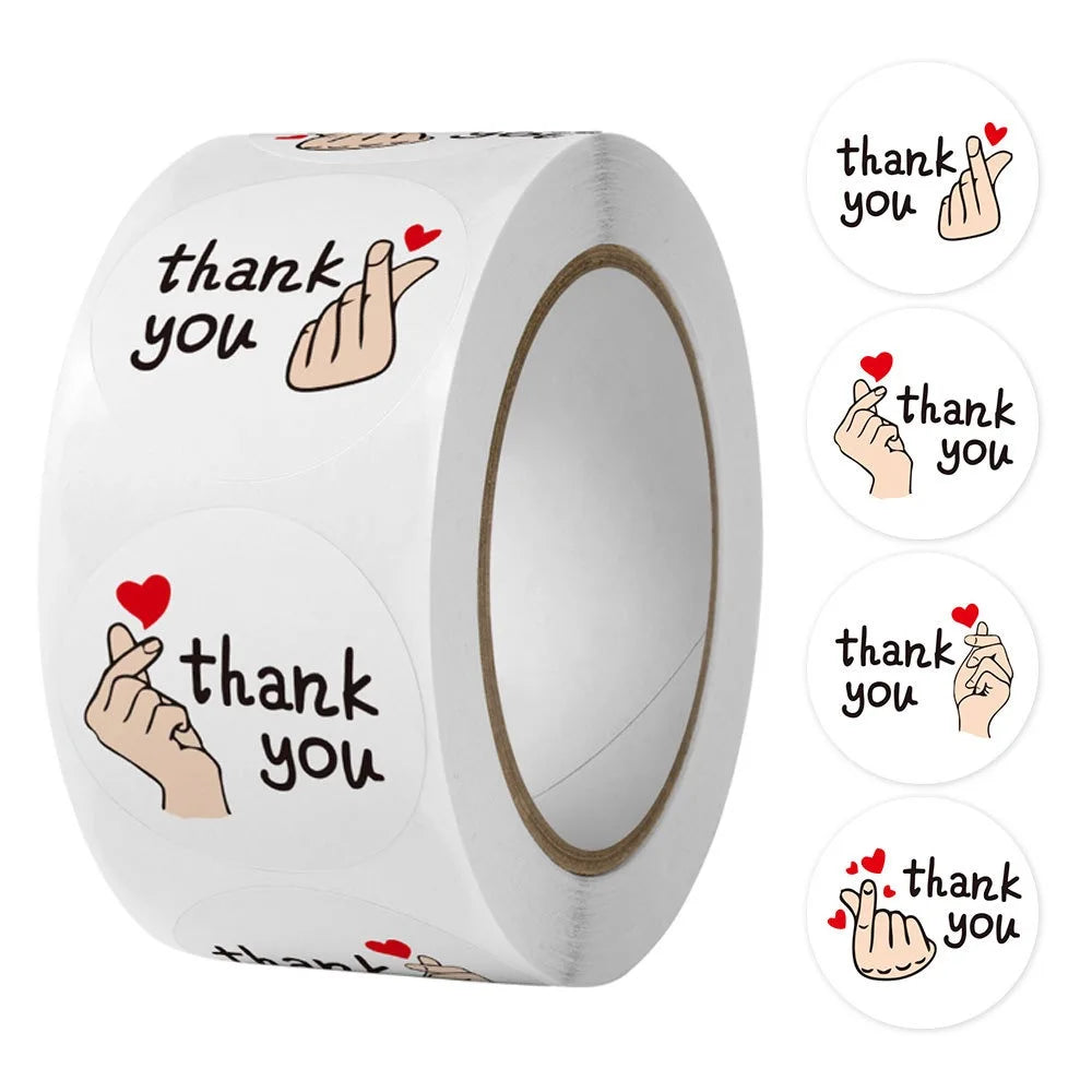 Roll Red Heart Shaped Thank You Stickers Packaging Envelope Sealing