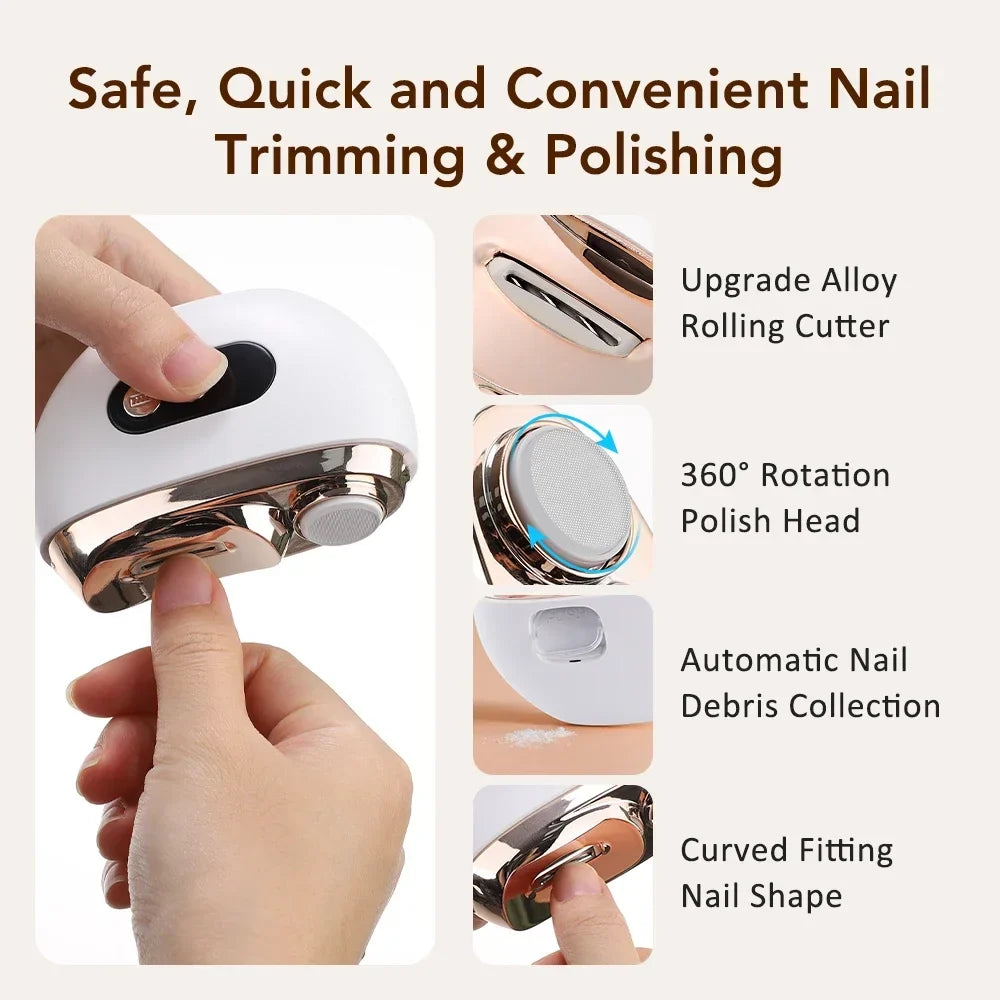Ms.Dear 2-in-1 Electric Nail Clipper & Polisher – 3-Speed LED