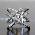 Huitan Double Cross Ring Women – Silver Cubic Zirconia CZ