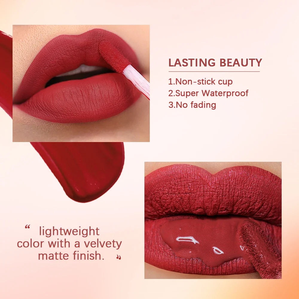 12 Matte Velvet Lip Gloss Waterproof Long-lasting Liquid Lipstick
