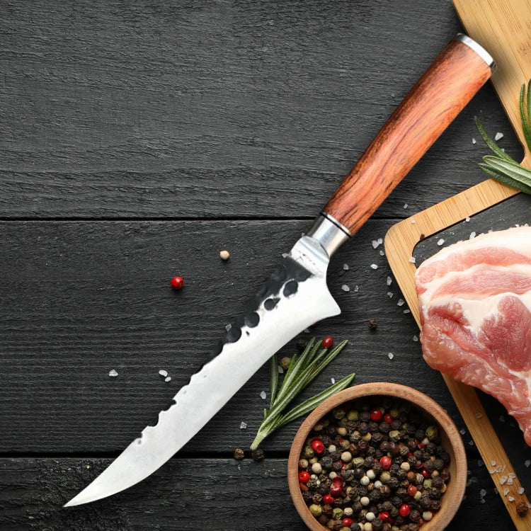 Handmade Forged Boning Knife – 5Cr Steel & Rosewood Handle