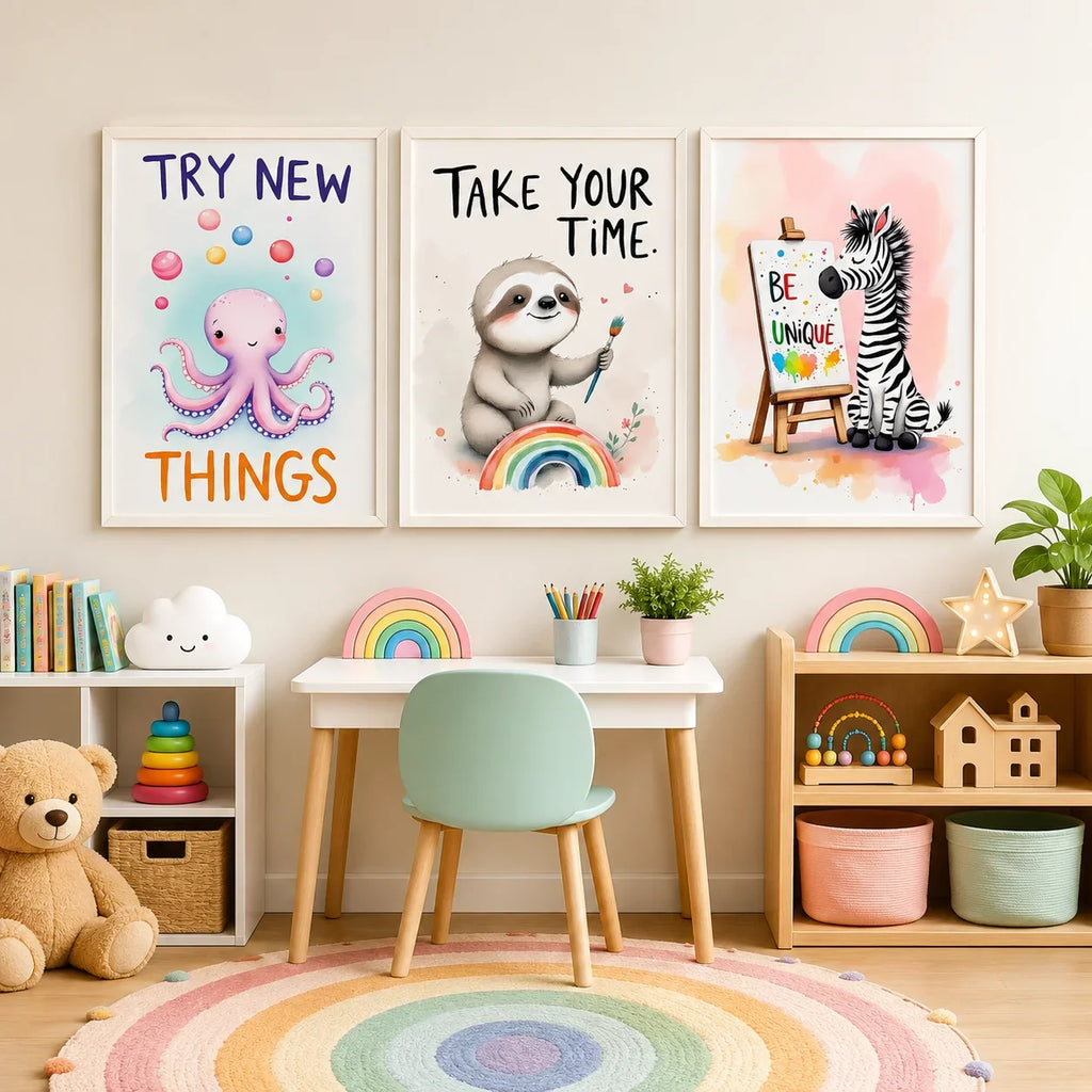 Nordic Animal Nursery Canvas Wall Art – Kids Room Decor