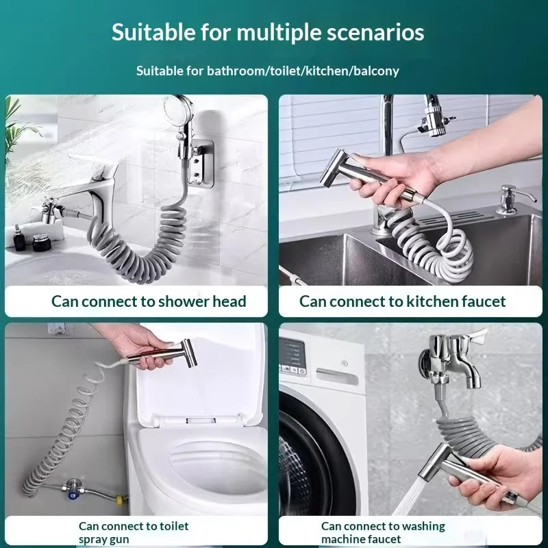 2-Pack Bidet Spray Gun + Spring Coil Hose | Bathroom Hygiene