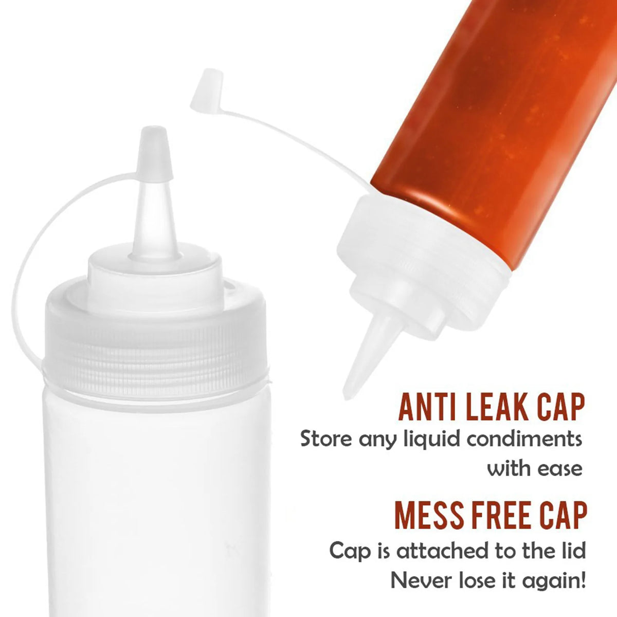 6-Pack Condiment Squeeze Bottles 240ml | Sauce & Oil Dispensers