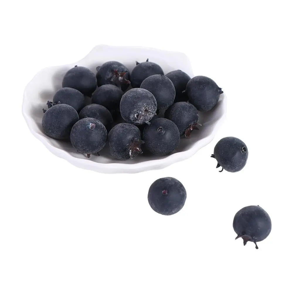 Artificial Blueberry Décor Props – 20pc Fake Foam Berries