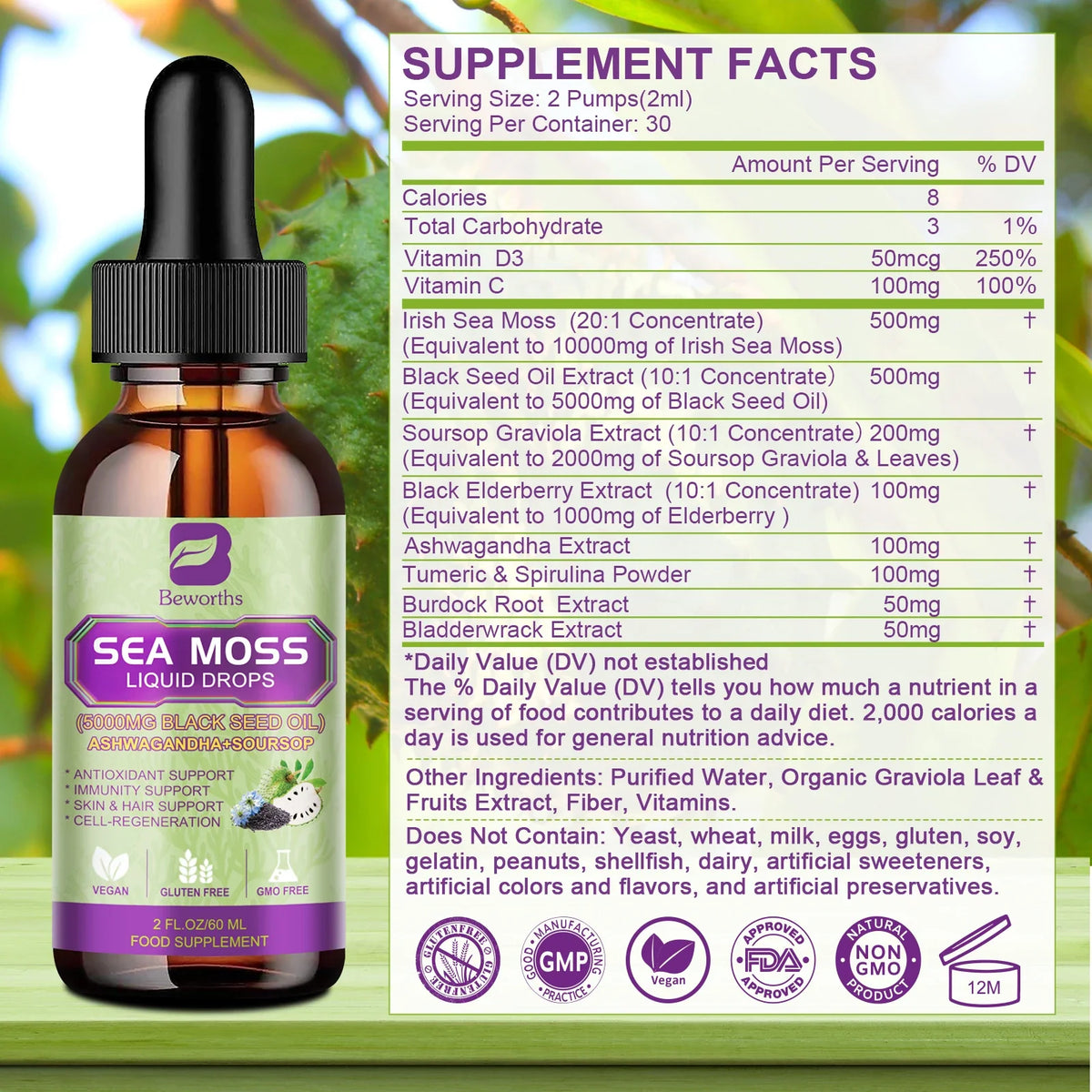 BEWORTHS Sea Moss Extract Drops 60ml – Immunity & Gut Health