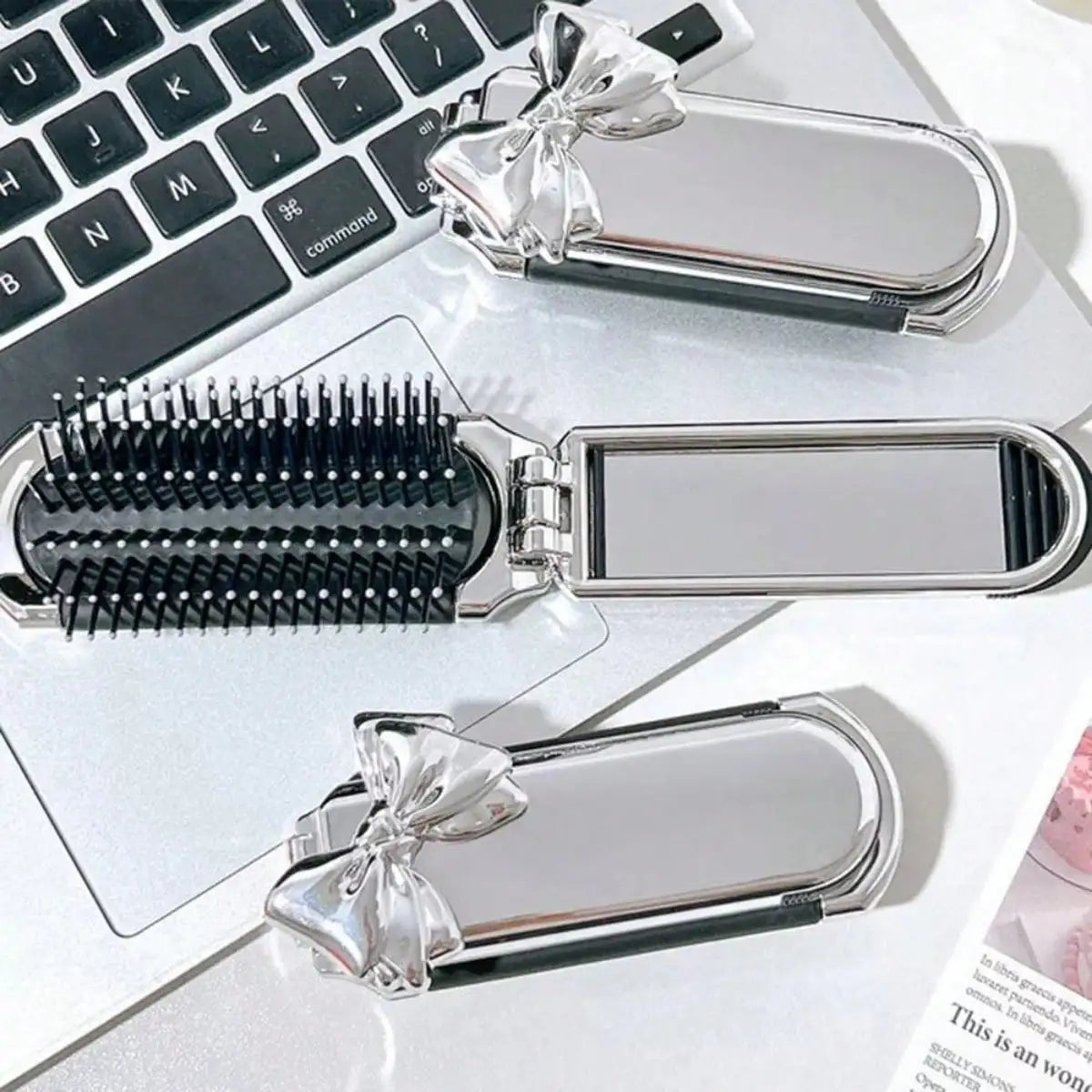 Portable Air Cushion Comb with Makeup Mirror | Travel Brush