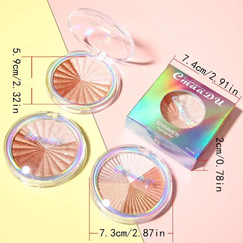 5-in-1 Highlighter Powder Palette Long-lasting Easy-to-apply Shimmery