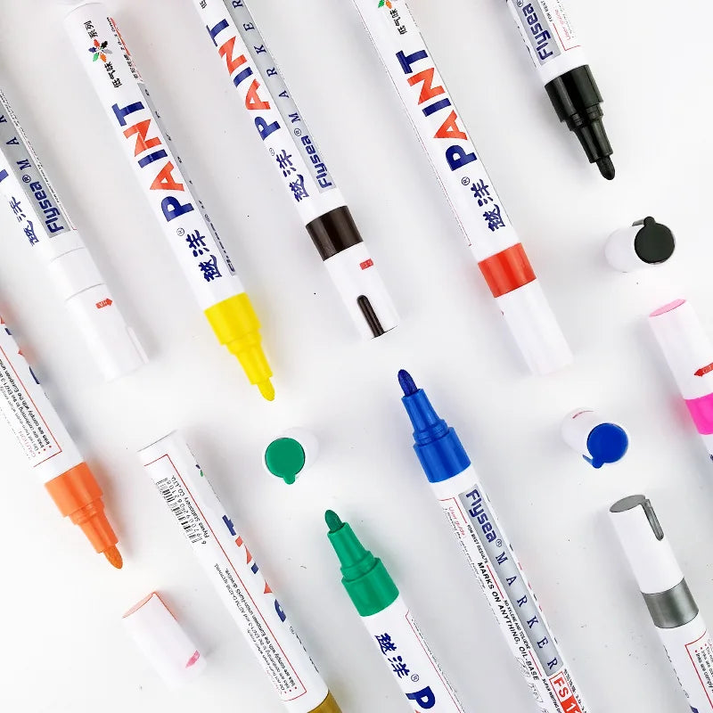12-Color Waterproof Permanent Paint Markers – Tire & Multi-Surface