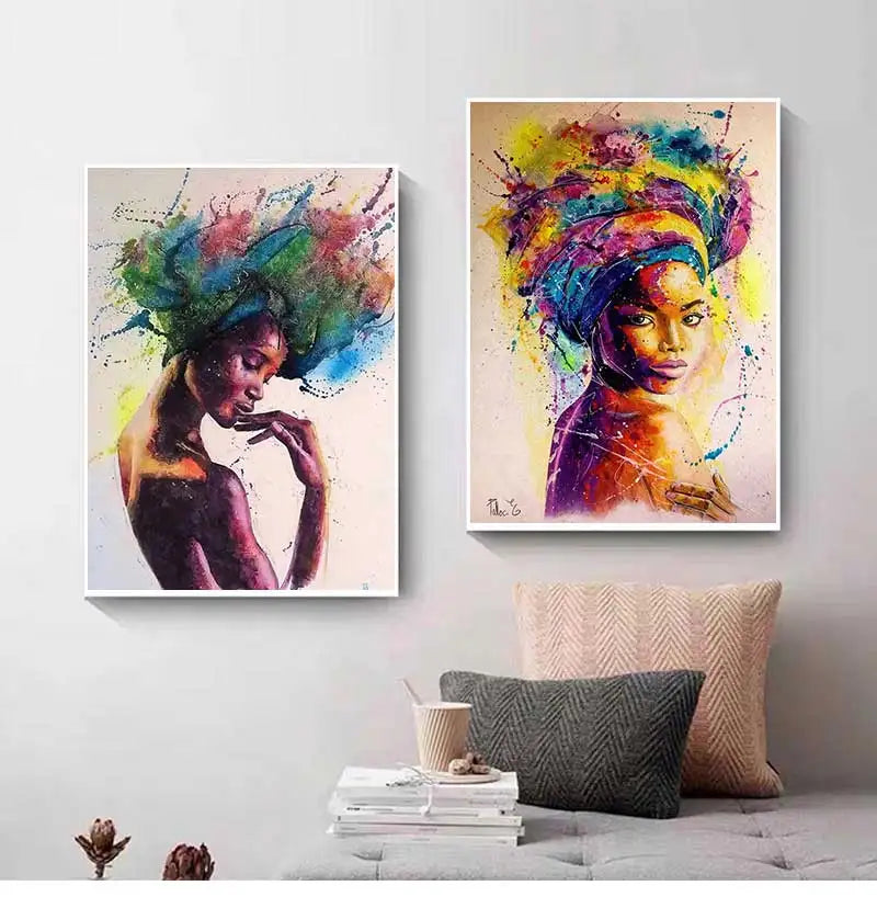 Abstract African Woman Canvas Wall Art Print | Modern Décor