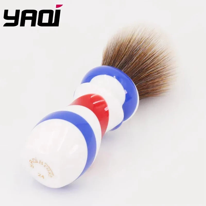 Yaqi Barber Pole Brown Synthetic Knot Mens Wet Shaving Brush Retro