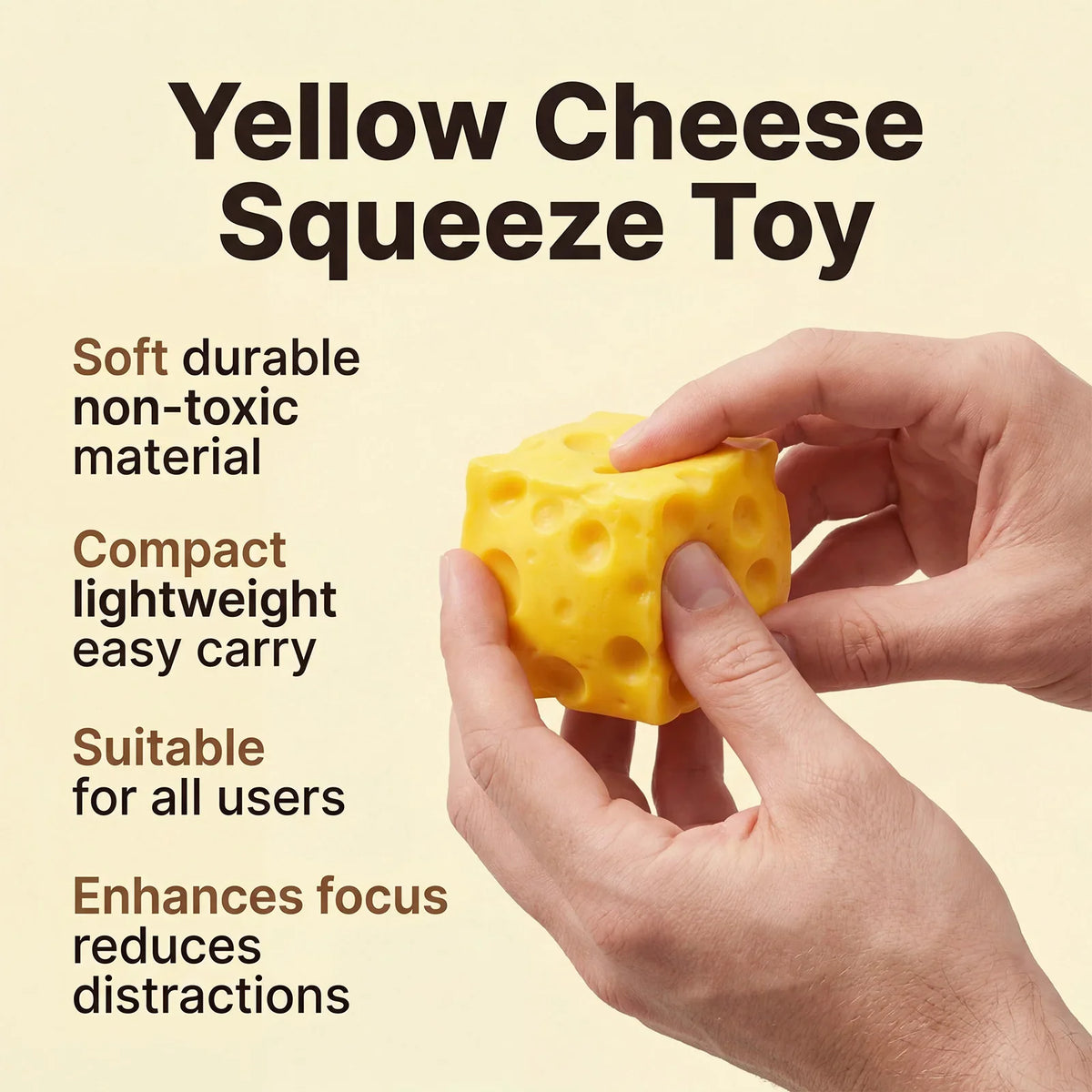 Squishy Cheese Squeeze Toy – Sensory Fidget Ball for Kids & Adults