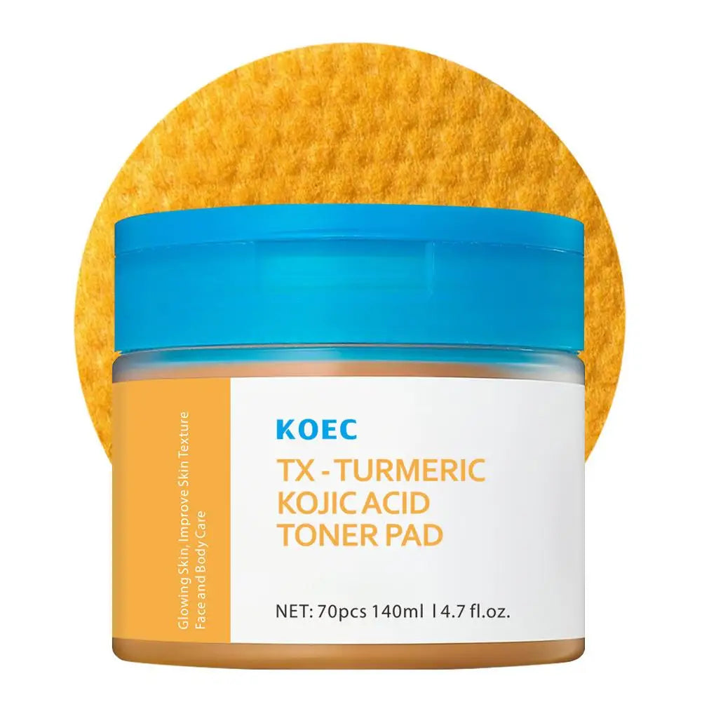 Turmeric & Kojic Acid Toner Pads – 70 Pc Brightening Exfoliant