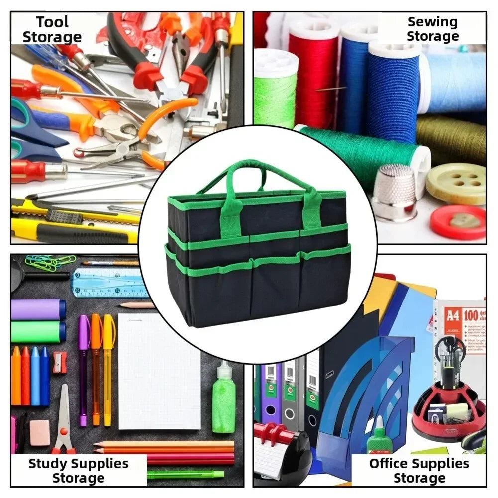 Heavy Duty Wide Mouth Tool Bag – Multi-Pocket Oxford Tote